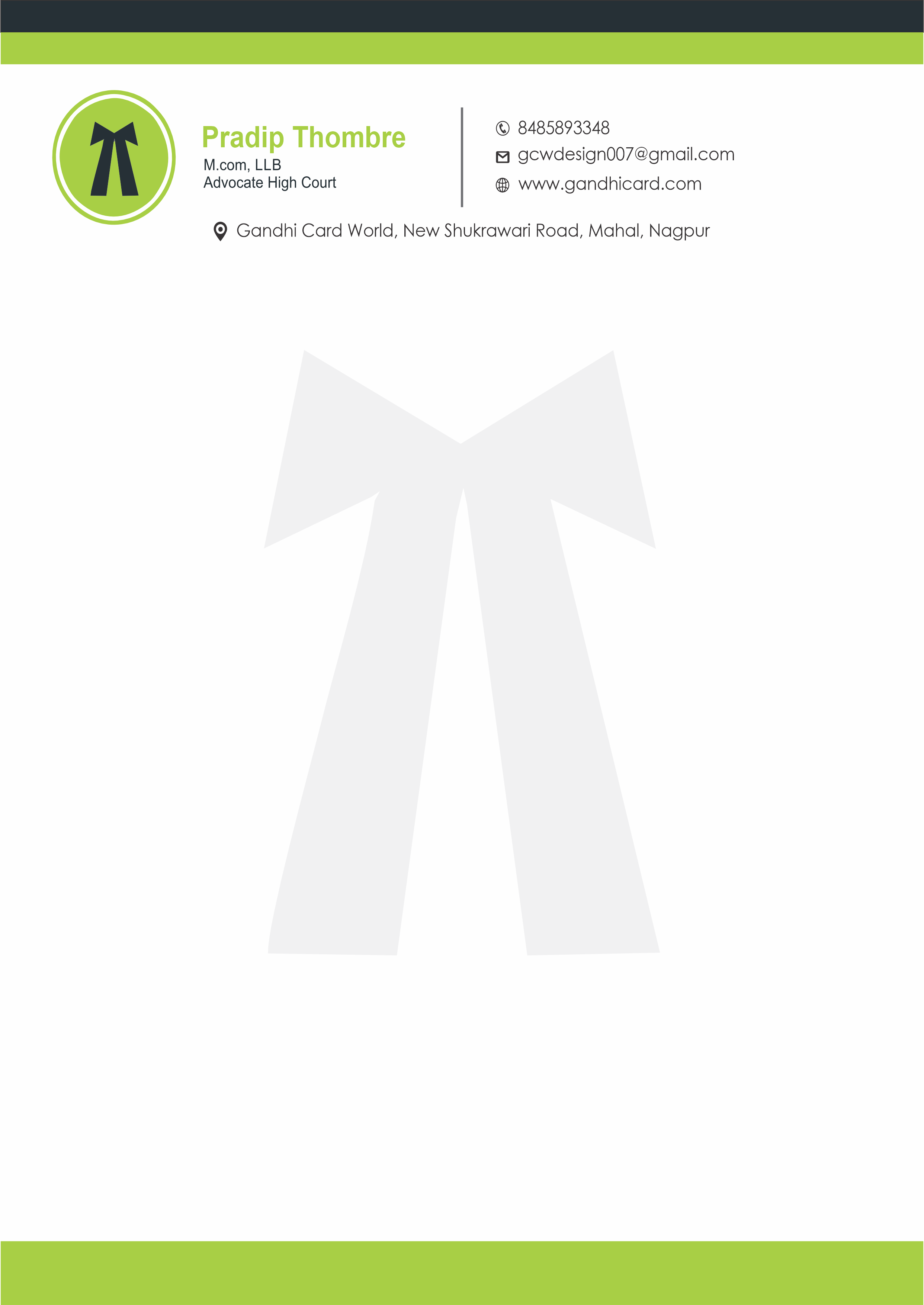 Professional Advocate Letterhead Design – Modern Legal Document Template