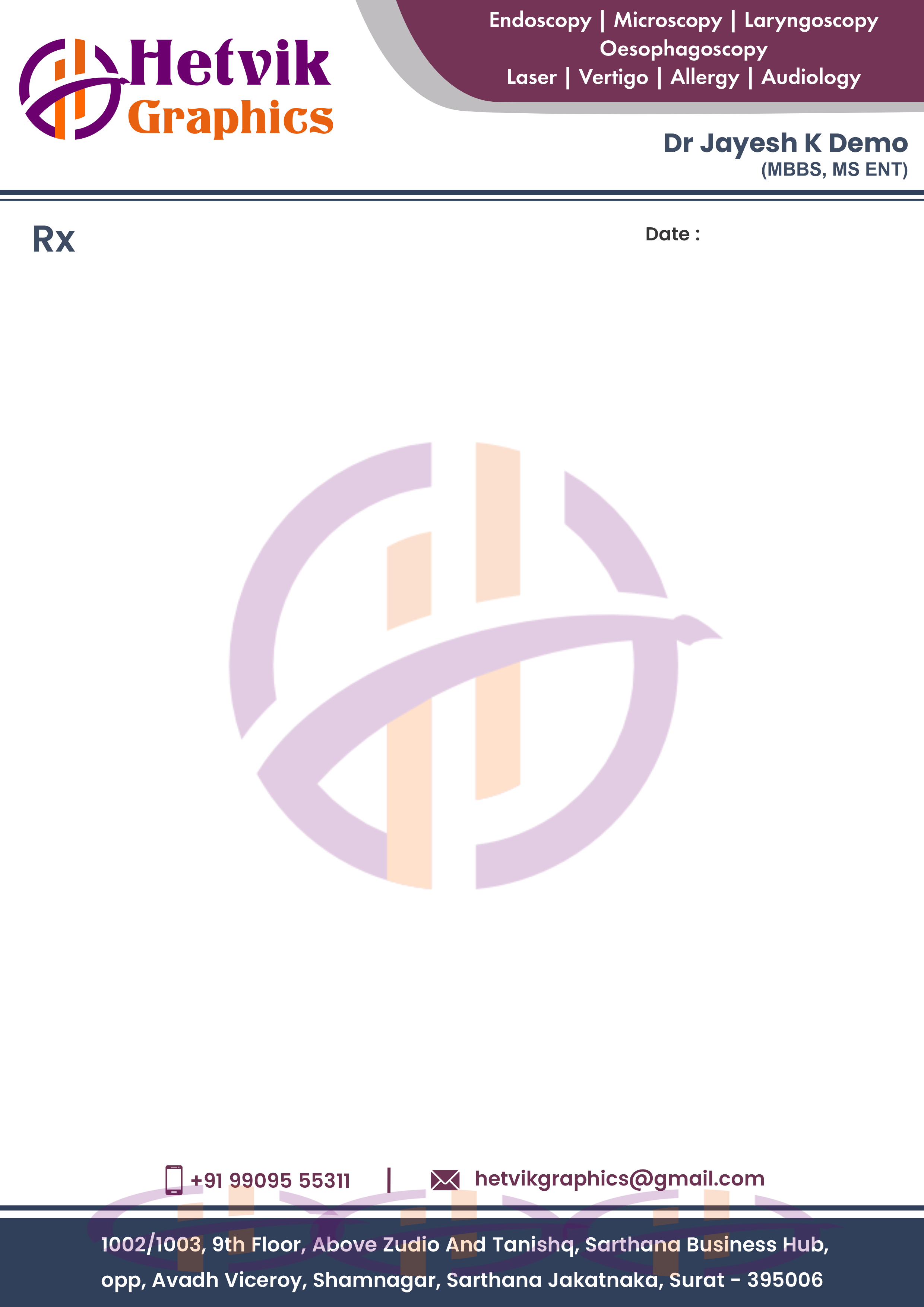 Doctor Prescription Pad Design – ENT Specialist | Hetvik Graphics