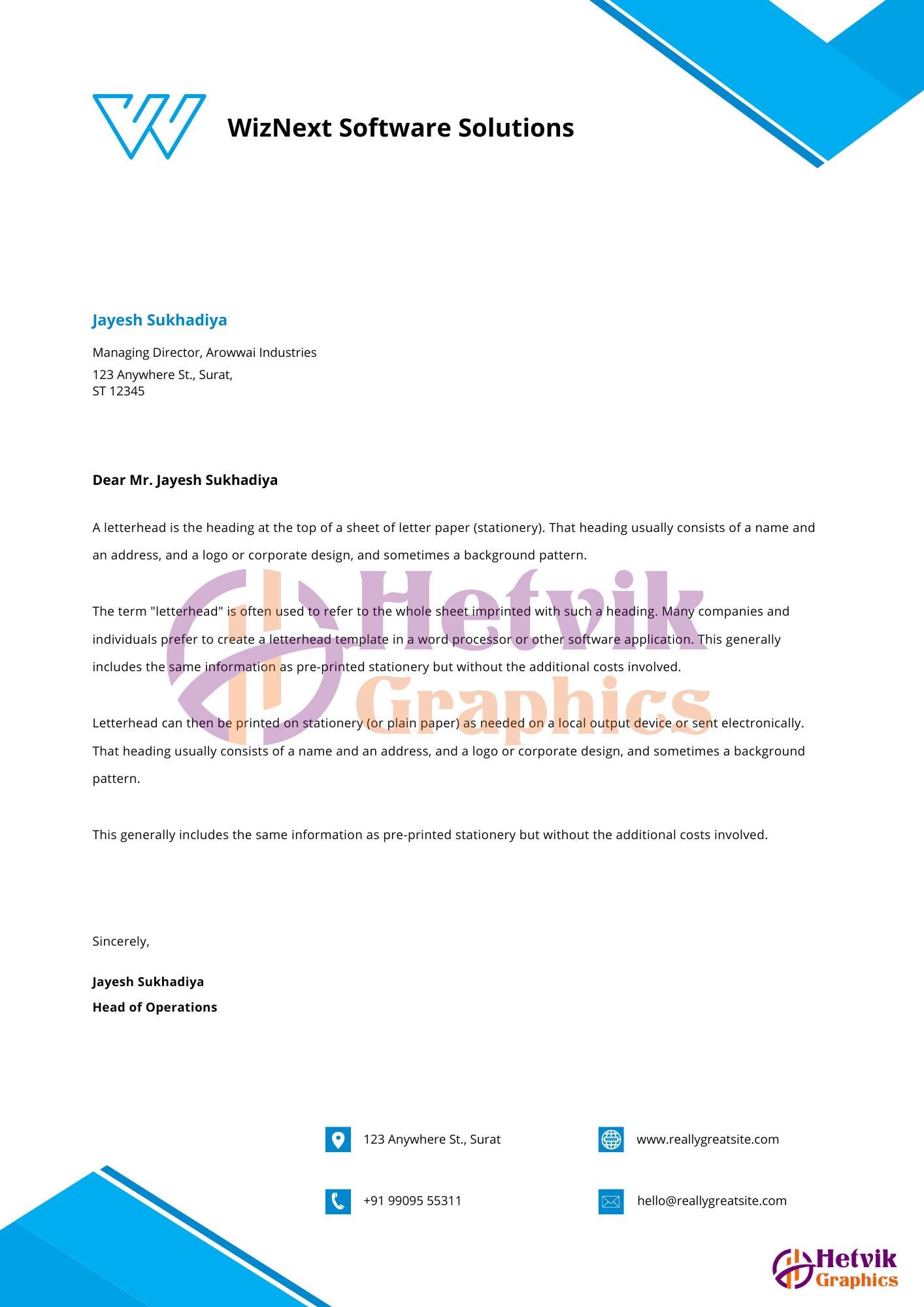 Stylish, brand-aligned letterhead design with a creative twist.