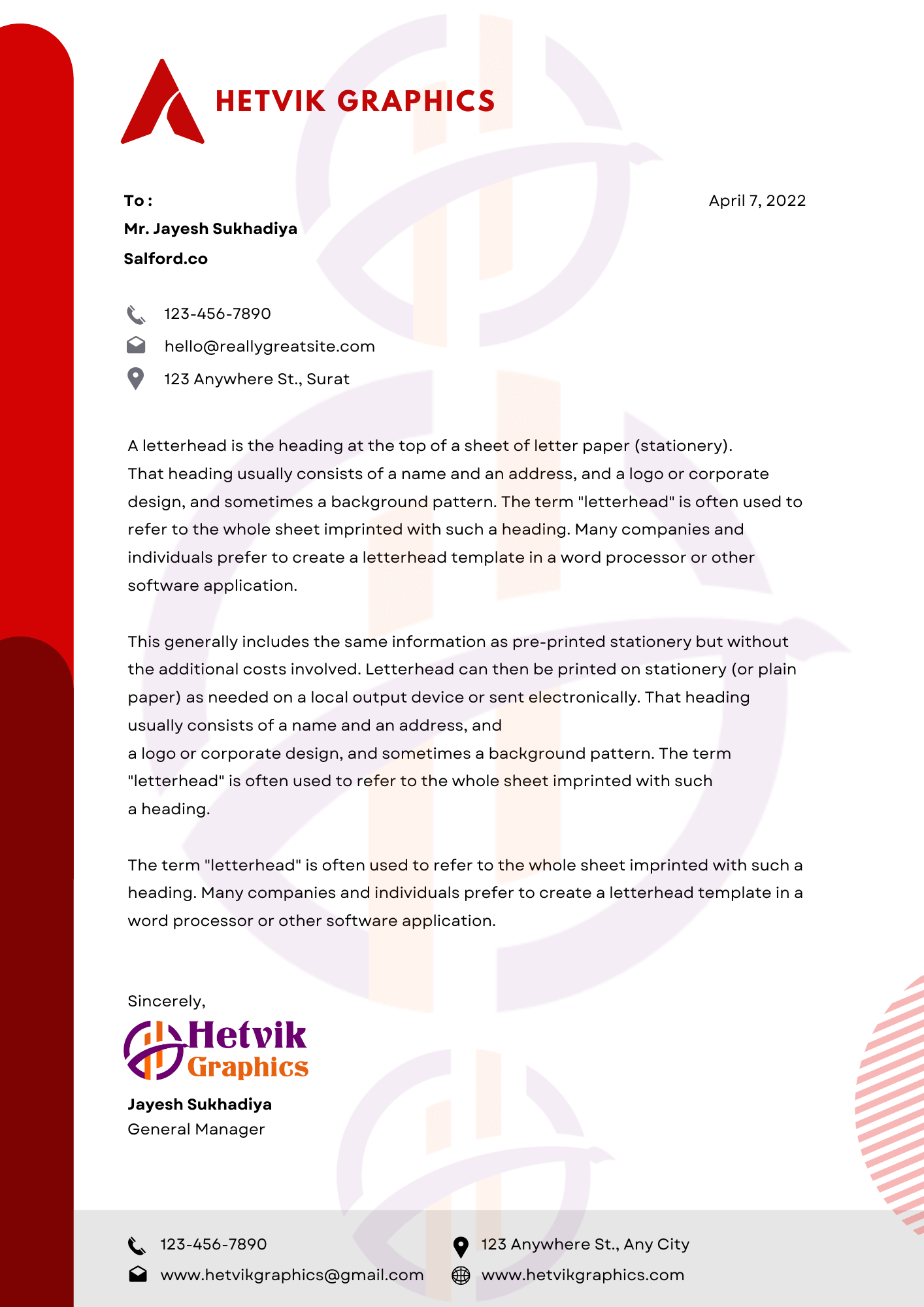 Stylish, brand-aligned letterhead design with a creative twist.