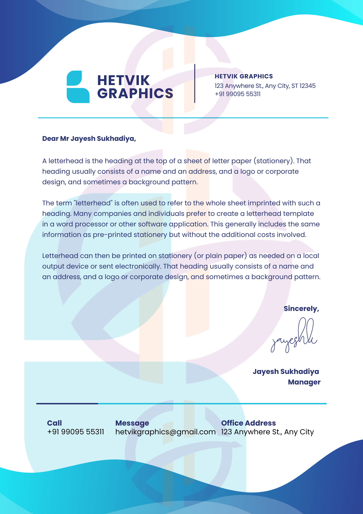 Stylish, brand-aligned letterhead design with a creative twist.