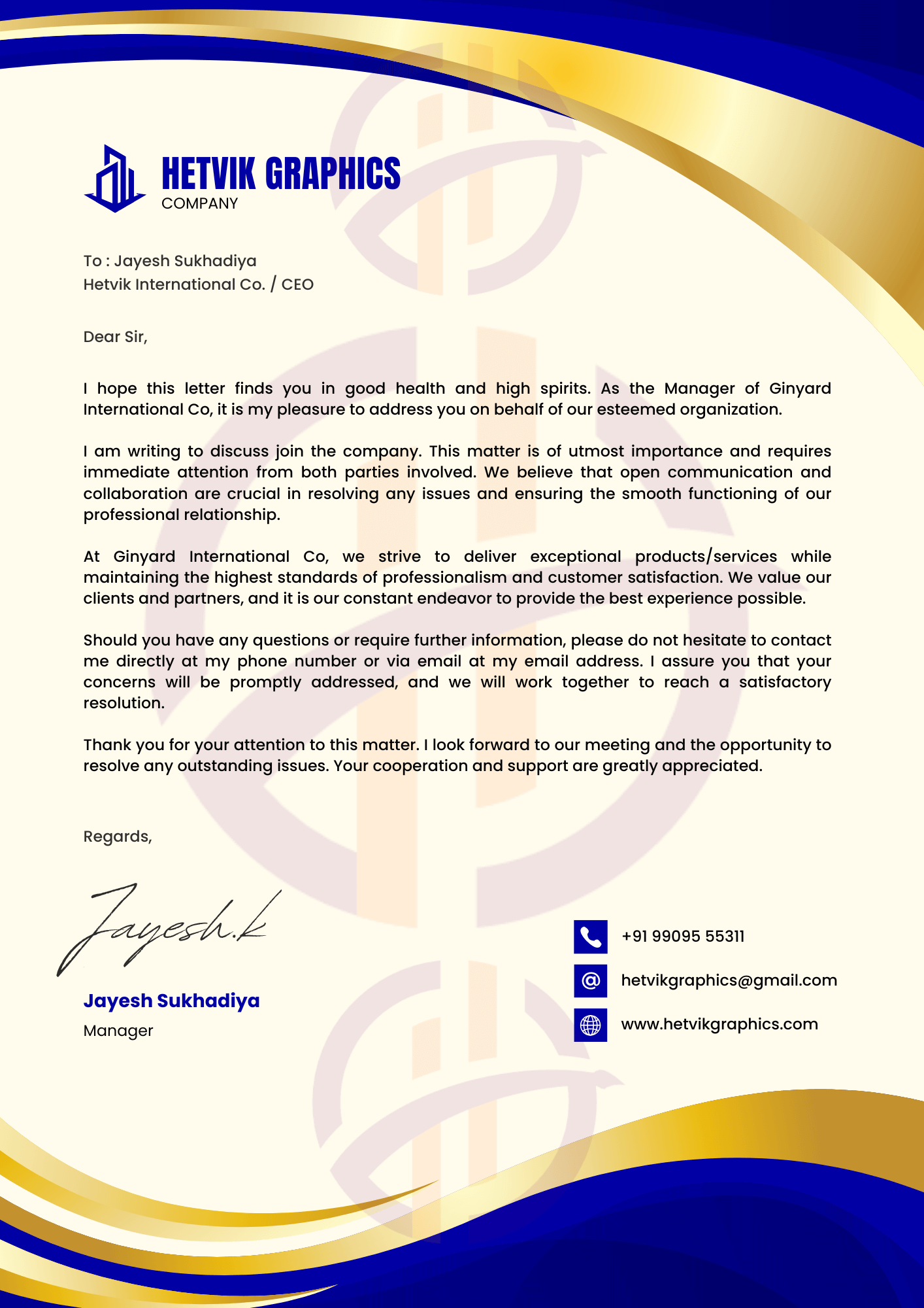 Stylish, brand-aligned letterhead design with a creative twist.