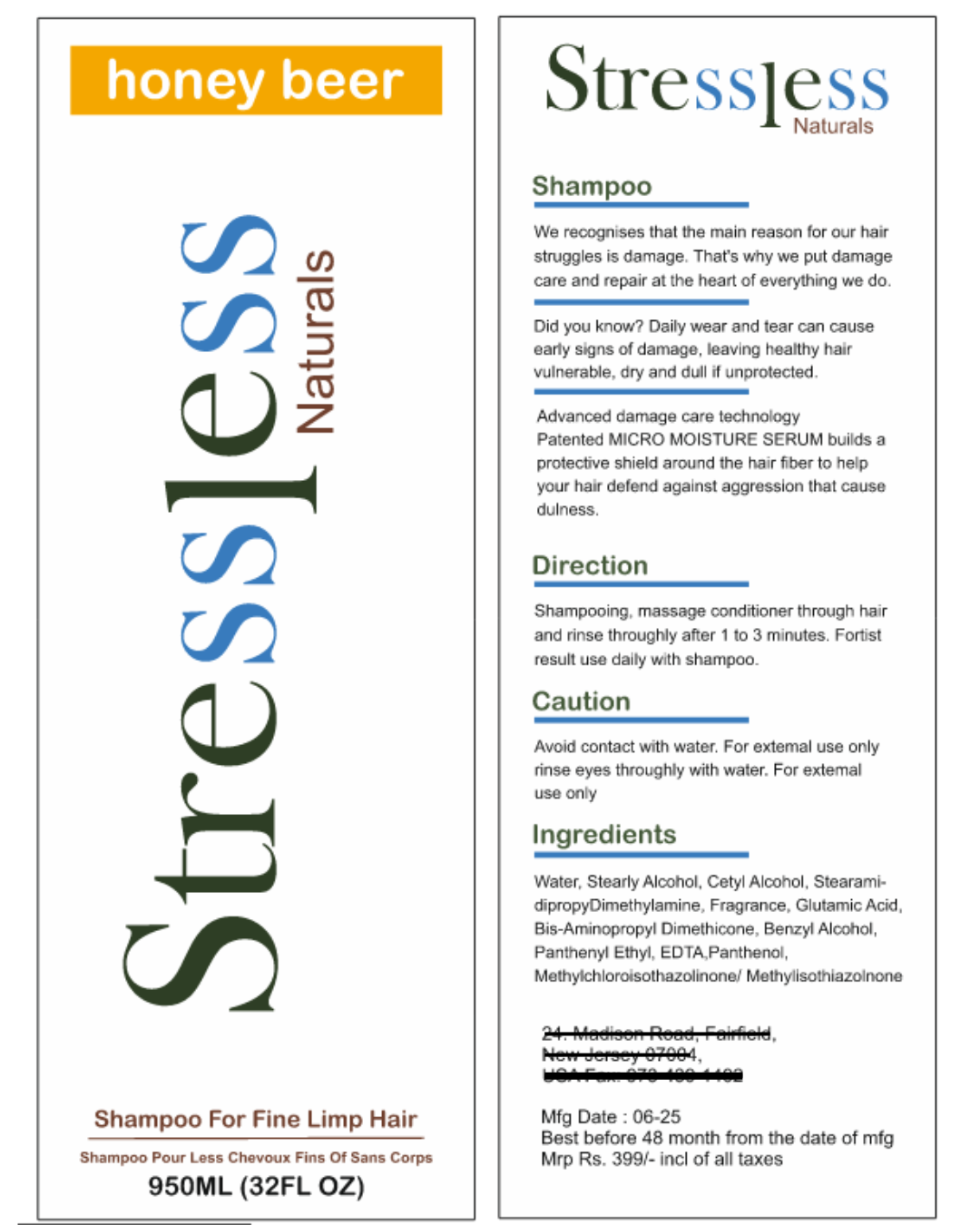 Premium Label Design for Haircare Product – Honey Beer Shampoo