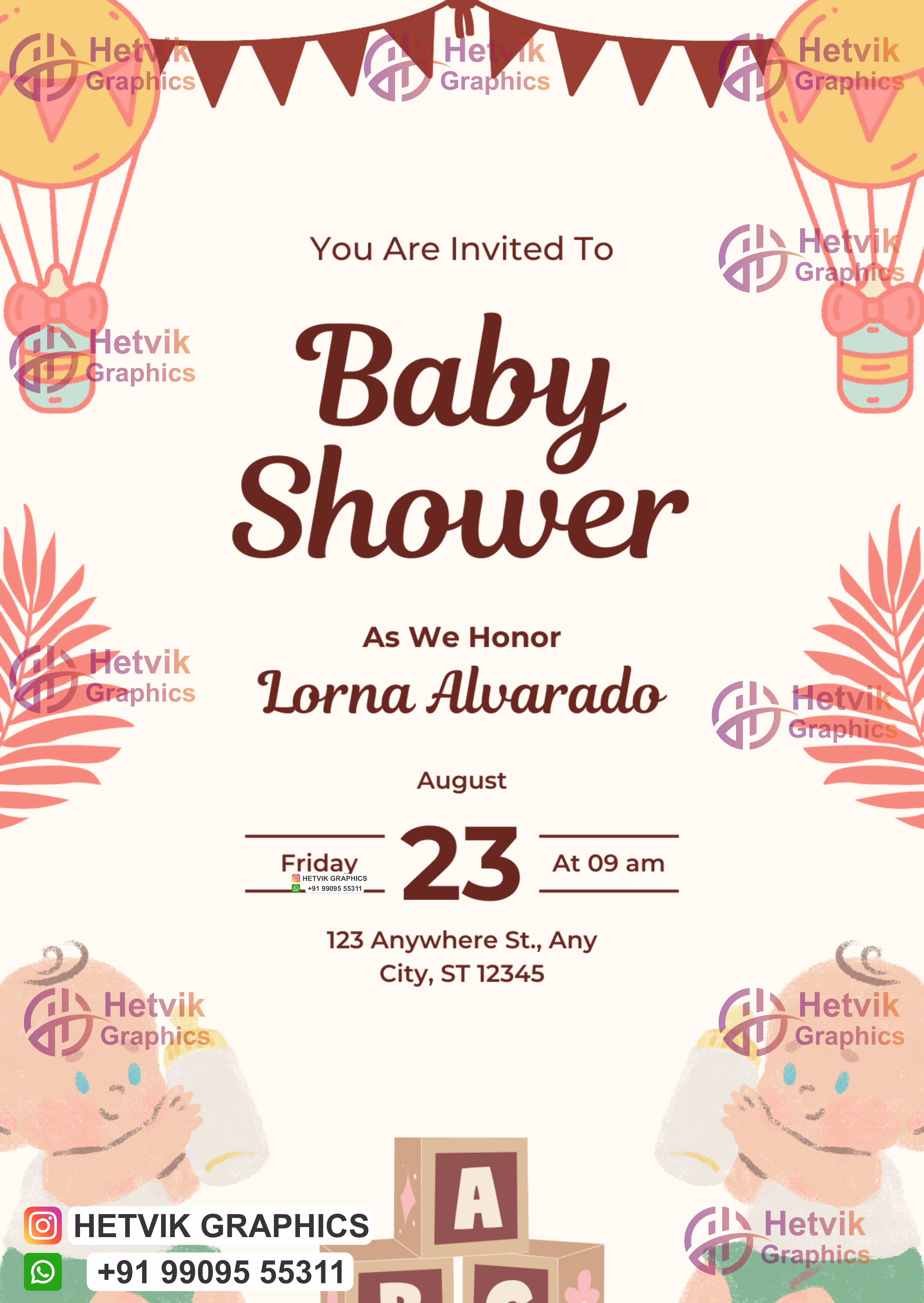 Baby Shower Invitation | Cute Cartoon Baby Theme Digital Card