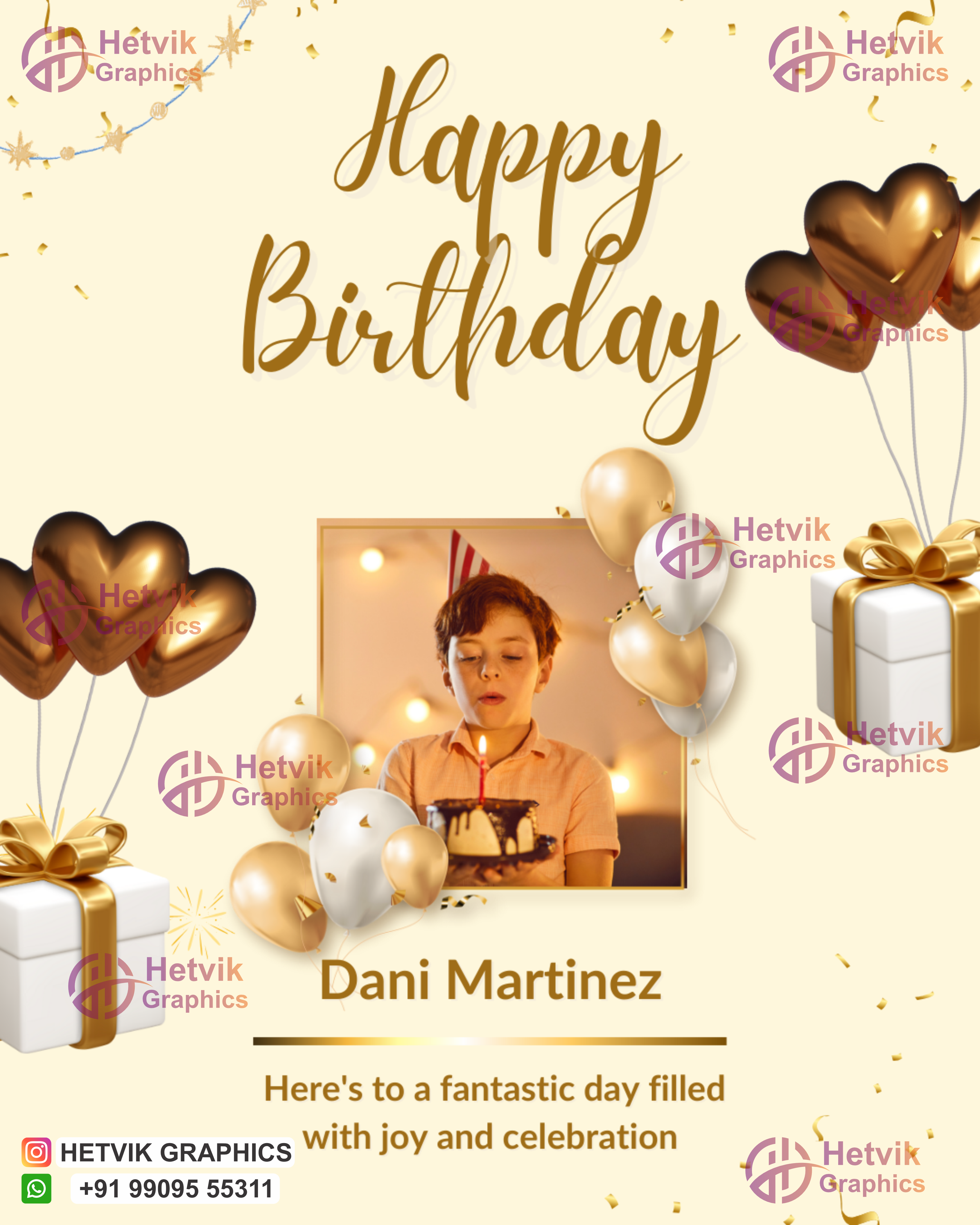 Light Yellow Birthday Invitation | Cute Baby Boy Theme with Balloons